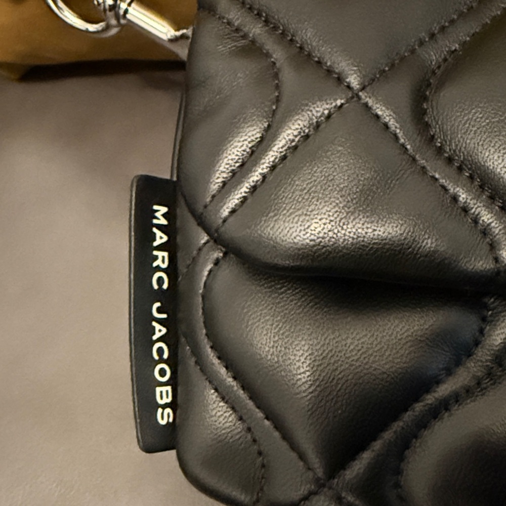 Marc Jacobs Pillow Black Quilted Crossbody Bag with Striped Strap - Picture 3 of 10